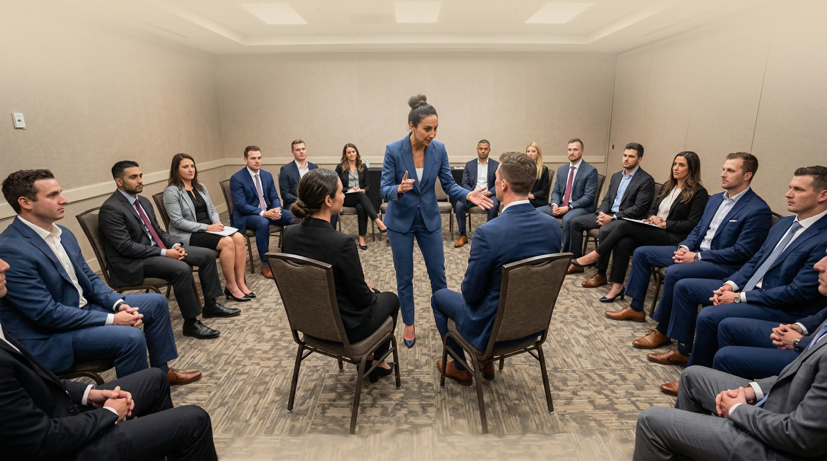 Tara in the center of her team training circle