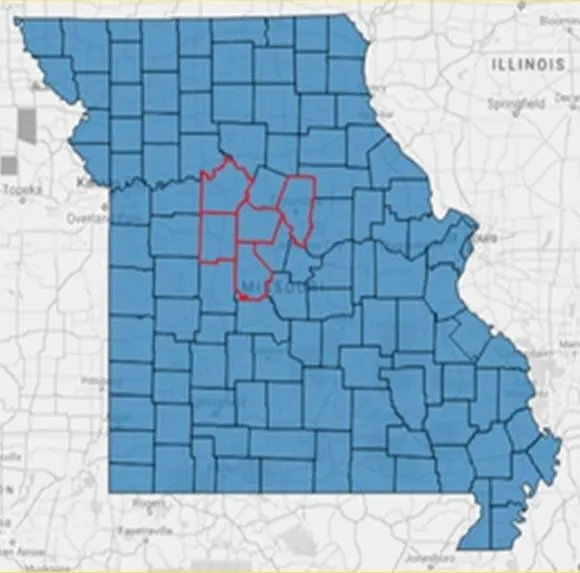 Central Missouri Behavioral Health Network Service Area Map